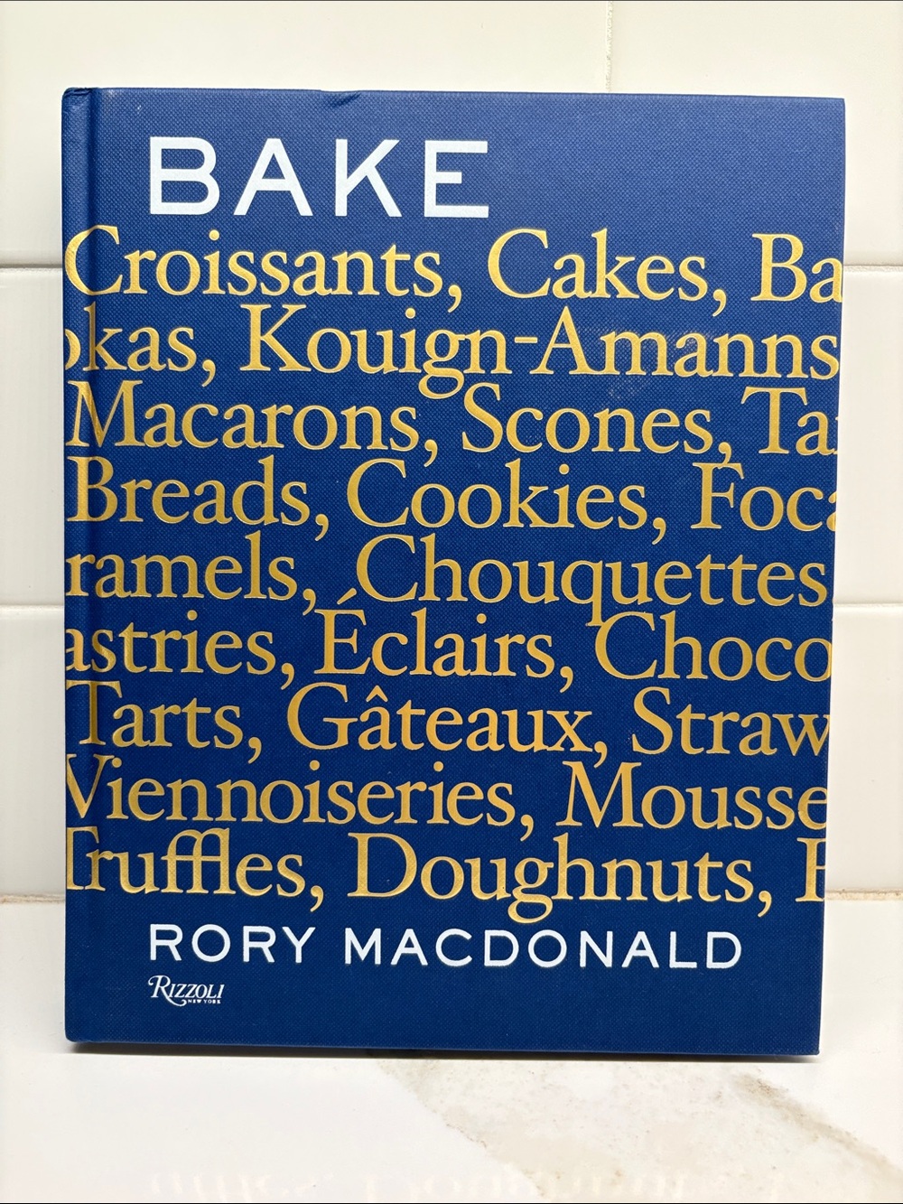 Rizzoli BAKE Cookbook - Blue and Gold Typography